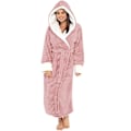 Miniatyrbilde 1 av 4: Kvinners Sherpa Fleece Morgenkåpe Myk Morgenkåpe Hettelue Fluffy Towling Badekåpe Pink