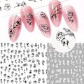 Miniatyrbild 1 av 5: 3D självhäftande svartvita rosnagelstickers fransk ihålig blomma nagelkonstdesign manikyr DIY nageldekoration (6 ark)