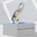 Miniatyrbild 2 av 5: 4 st Enkla Blocklyftar M15 Rostfritt Stål Små Lyftar för Rep Snöre i Svängbar Silver Lyft