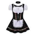 Pikkukuva 1 / 5: Naisten Oktoberfest-asu, Halloween-olutneito-asuja sametti ja nauhakiinnitysmekko Black  White XL
