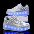 Miniatyrbillede 3 af 5: Børns Sneakers Dobbelthjulede Sko Led Lys Sko Q7-yky White 31
