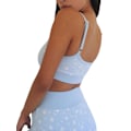 Pikkukuva 4 / 4: Naisten 2-osainen kukallinen setti Y2k pitkähihainen crop-top ohut T-paita korkeavyötäröiset shortsit asut loungewear Blue M
