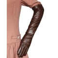 Miniatyrbillede 3 af 4: Kvinder Simulerings Handsker Læder Silkeforing Lang Over Albue Elegant Vanter 50cm-mxbc Wine red L