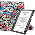 Miniatyrbild 1 av 5: Fodral i läder med multi-vikbart stativ för Kindle Scribe 10,2 tum (2022) Graffiti