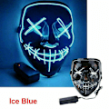 Pikkukuva 4 / 4: Neon-ompeleet LED-naamio Langallinen Valoisa Puvustus Puhdistusjuhlat Cosplay Halloween-naamiot Ice Blue