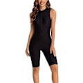 Miniatyrbillede 1 af 5: Dames Enstyk Badedragt Langærmet Rash Guard Kvinder Våddragt Atletisk Badedragt Surfing Dykning Lynlås Foran Badetøj Svømning Kostume Wanke Sleeveless Black 1494 M