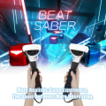 Miniatyrbilde 5 av 5: Dobbelt håndtak forlengelsesgrep for Oculus Quest, Quest 2 eller Rift S-kontrollere som spiller Beat Saber-spill