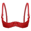 Miniatyrbilde 2 av 5: Dameundertøy med 1/2 kopp push-up, underwire, blonder, åpen brystkopp, justerbare stropper, svampfylte bh-topper Rose A M