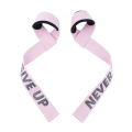 Miniatyrbillede 1 af 5: Vægtløftningsstropper med polstrede håndled - Styrketræningsstøtte - Dødløftstropper til mænd Pink NEVER GIVE UP 2pcs