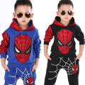 Miniatyrbilde 1 av 4: Barnespidermann-dresssett for gutter - hettegenser + joggebukse - sportsantrekk - superheltklær for barn Black 2-3 Years