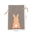 Miniatyrbillede 2 af 3: 24 stk. Påskehare Burlap Gaveposer Med Snørekanter Kanin Linned Slikpose