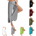 Miniatyrbillede 2 af 3: Dame Yoga Bukser med Split og Bred Ben, Casual Sort black 4XL