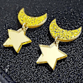 Miniatyrbillede 3 af 3: Anime Sailor Moon Smykker Stjerne Og Måne Stud Ørestik Guld Gul Akryl Måne