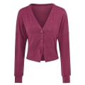 Miniatyrbillede 1 af 5: Bomuld Dame V-hals Mode Design Løstsiddende Ensfarvet Casual Cardigan 15 Farver Rose Red 3XL
