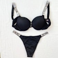 Miniatyrbillede 1 af 5: Sexy Underwear Komfort Kvinder Sæt Push Up BH Victoria's Secret Underwear Sæt Kvinders Underundertøj Vetement Femme Sort Sort svart 85B