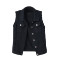 Miniatyrbilde 2 av 5: Vår- og høstjakke for kvinner, ensfarget, uten ermer, denimjakke Black 2xl