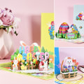 Miniatyrbilde 2 av 5: Kreativ 3D-effekt hilsen kort påske stil festlig touch papir ferie kort for fest Baby Blue