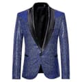 Herrar Mode Sequin Casual Blazer Bröllop Festdräkt Jacka blue XL