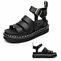 Miniatyrbild 4 av 5: Kvinnors Chunky Sandaler Tjocka Sula Remmar Block Flatforms Skor Sommar Black 36