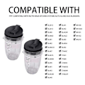 Miniatyrbillede 5 af 5: 2 stk. 18oz udskiftningsbægre til Ninja Blender med låg til Ninja Auto Iq Bl480 Bl642 Bl450 Bl682 Bl480