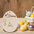 Miniatyrbild 2 av 5: 10 st/set Trähänge Äggformad Påskdekoration Trähänge Ägg för Påskfest B