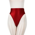Miniatyrbilde 1 av 4: Kvinner Silky Shiny Satin Glossy Wet Look Knickers Høy Midje Truser Undertøy Truser Wine Red M