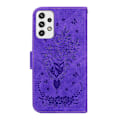 Pikkukuva 3 / 4: Samsung Galaxy A23 5G -kotelo, Perhonen ja Ruusu Magneettinen Lompakko PU Premium Nahka Käännettävä Korttipidike Puhelimen Kotelo - Keltainen Purple