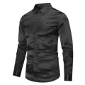 Miniatyrbilde 2 av 5: Sliktaa Herre Casual Mote Skinnende Langærmet Slim Fit Formell Skjorte Black 3XL