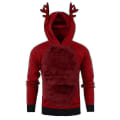 Miniatyrbilde 1 av 2: Hettegenser for menn med julemotiv - Julenissen Rudolph og reinsdyr Red Wine Red L