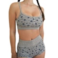 Pikkukuva 1 / 5: Naisten 2-osainen kukallinen setti Y2k pitkähihainen crop-top ohut T-paita korkeavyötäröiset shortsit asut loungewear Gray M