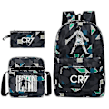 Pikkukuva 1 / 3: Jalkapallotähti C Ronaldo CR7 -painatus, kolmiosainen reppu opiskelijoille Rhombe 1 Single shoulder bag