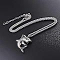 Miniatyrbillede 4 af 5: Halskæde med haj/fisk/delfin vedhæng, dyresmykker til mænd og drenge, rustfrit stål FZY [DB] 01 Shark Stainless Steel