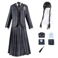 Miniatyrbillede 2 af 4: Wednesday Addams Serie Kostume/pynt/parykker til kvinder og børn Cosplay Party Kjole Fancy Dress Up A with Wig 3-4 Years