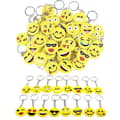 64-pack Mini Emoticon Nyckelring Plysch (16 uttryck), Söt Nyckelring
