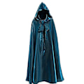 Miniatyrbillede 2 af 4: Halloween Kostume 2022 - Lang Kåbe med Hætte i Satin Rød - Heks/Troldmand - Voksen Green 150cm