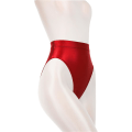 Miniatyrbild 3 av 4: Dam Silkeslen Satin Glans Blött Utseende Knickers Hög Midja Kalsonger Underkläder Trosor Wine Red L