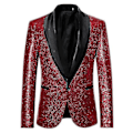Miniatyrbilde 1 av 2: Menners Sequin Casual Blazer til Bryllup og Fest red S