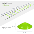 Miniatyrbillede 2 af 5: Ultimate Combo Agility Ladder Træningssæt - Hurtighed Agility Ladder med 12 Justerbare Trin, 12 Agility Kegler & 4 Stålpløkke - Inkluderet Bærepose Combo Lime