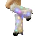 Miniatyrbild 1 av 4: 1 Par Dam Legvärmare med LED-Ljus, Fuskpäls, Vinter, Höst, Plush Elastiska Benstrumpor, Modeaccessoarer 30cm