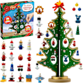 Miniatyrbillede 1 af 5: Julekalender med 24 dages nedtælling, træjuletræ og 28 pynt - Snemand Julepynt