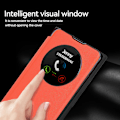 Miniatyrbillede 4 af 5: Smart Sleep/Vågn Op Funktion Visningsvindue Premium Læder Flip Etui Til Samsung Galaxy S24 Ultra/s24 Plus/24 Med Kortlomme Støttefod Red S24 Plus