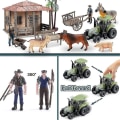 Miniatyrbilde 5 av 5: 2024, Gårdsdyr Gårdshusleker, 150 deler Gård Byggeleker, Gårdfigurer Og Gjerde Gård Lekesett, Gårdfigurer Bonde Kjøretøy Leketøysbil Late Som