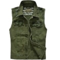 Miniatyrbild 1 av 4: Herrar Klassisk Krage Ärmlös Denimjacka Retro Slim Casual Väst Green 2XL
