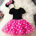 Miniatyrbild 3 av 4: Flickor Minnie Mouse Polka Dot Födelsedagsfest Båge Tutu Tulle Klänning Rose Red 2-3 Years