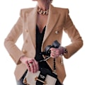 Miniatyrbilde 1 av 2: Dame Dobbelbryst Blazer Jakke Lang Erme Kragejakke Høst Høst Casual Slim Fit Yttertøy Khaki M
