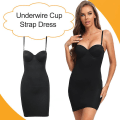 Miniatyrbillede 4 af 5: Kvinders Stræk Straight Kjole Med Underwire Kop Enkelt Sexy Kjoler Spaghetti Strop Tube Bodycon Enkeltdel Blyant Underkjole Sort S