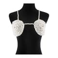 Pärlhalsband Underkläder BH Bikini Kedja BH Kroppskedja Pärl Bralette Topp White