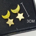 Miniatyrbillede 2 af 3: Anime Sailor Moon Smykker Stjerne Og Måne Stud Ørestik Guld Gul Akryl Måne