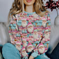 Miniatyrbild 1 av 2: Dam Julrundhalsad Tröja Tomte Lös Pullover B B 2XL