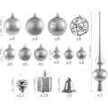 Miniatyrbild 2 av 5: Brubaker 101-bitars julgranskulor med topp i lila för julgranen Silver